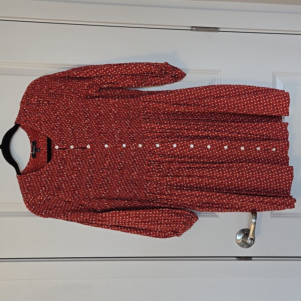 Madewell Redish Orange Button-Down Mini Dress